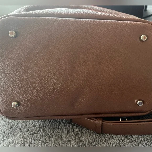 Mina Baie Leather Mini Kinney Diaper Backpack Dark Tan - Picture 4 of 7